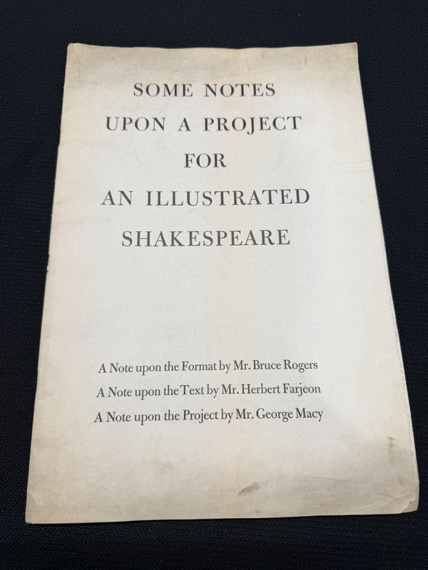 Some Notes Upon A Project For An Illustrated Shakespeare; Order Form Included
