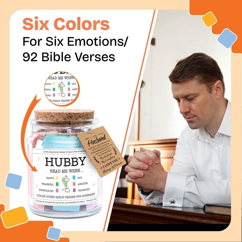 Meaningful Christian Gifts for Husband - Color-Coded Bible Verse Jar, 5 oz gallery