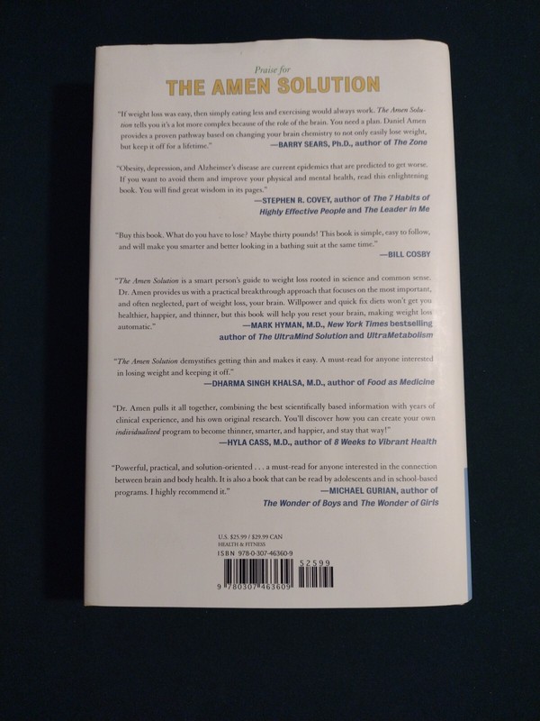 The Amen Solution by Daniel G Amen, MD (Hardcover 2011) Crown Archetype 1st Ed gallery