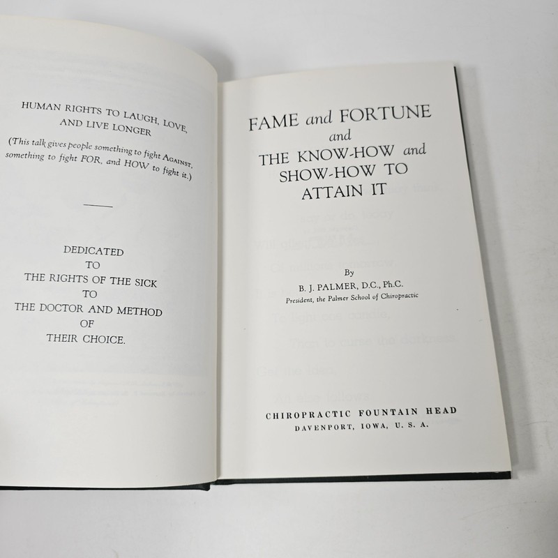 Fame and Fortune Vol 33 BJ Palmer Chiropractic Green Book 1955 Hardcover 1st gallery