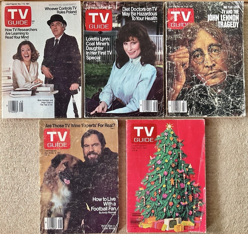 TV GUIDE Magazine LOT of 8 VTG Issues from November & December 1981