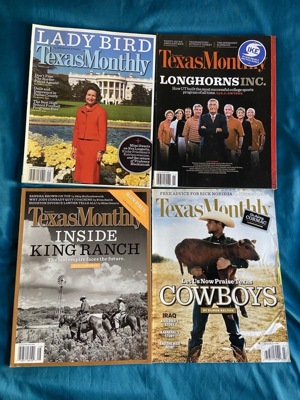 Lot of 4 Texas Monthly Magazines King Ranch Cowboys Lady Bird 2008 2007 Vintage