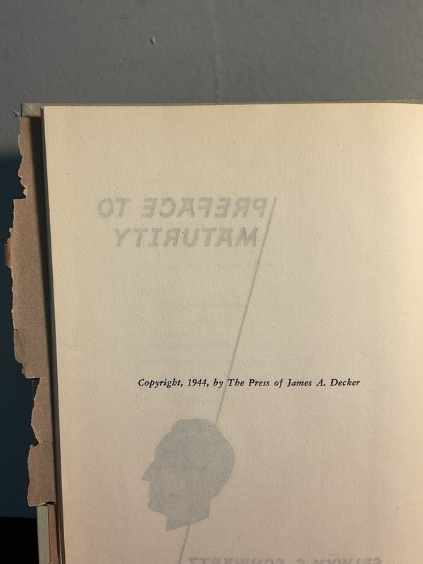 Preface to Maturity Selwyn S. Schwartz 1944 Poetry Hardcover James A. Decker gallery