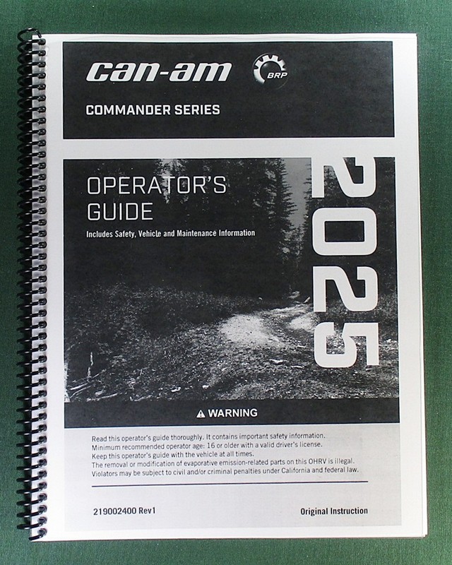 2025 Can-Am Commander DPS 700 Owner’s Manual: 254 Pages & Protective Covers!