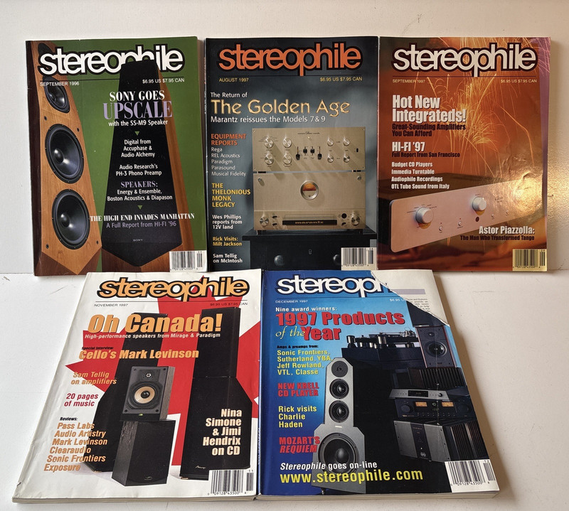 Lot of 5 Stereophile Magazines 1990’s (U14)
