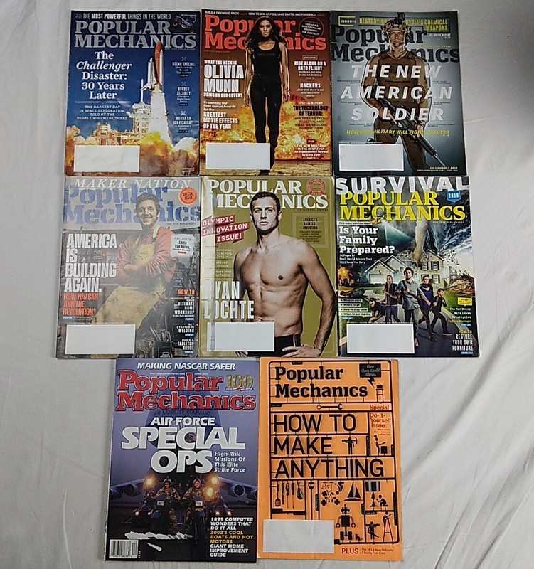 Popular Mechanics Magazine Lot Of 8 Unlabeled 2002-2015-2016 Automotive Tech DYI