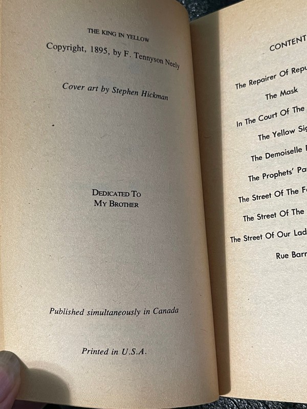 HORROR Robert W Chambers King In Yellow 1977 1st VTG PB Weird FictIon CTHULHU gallery