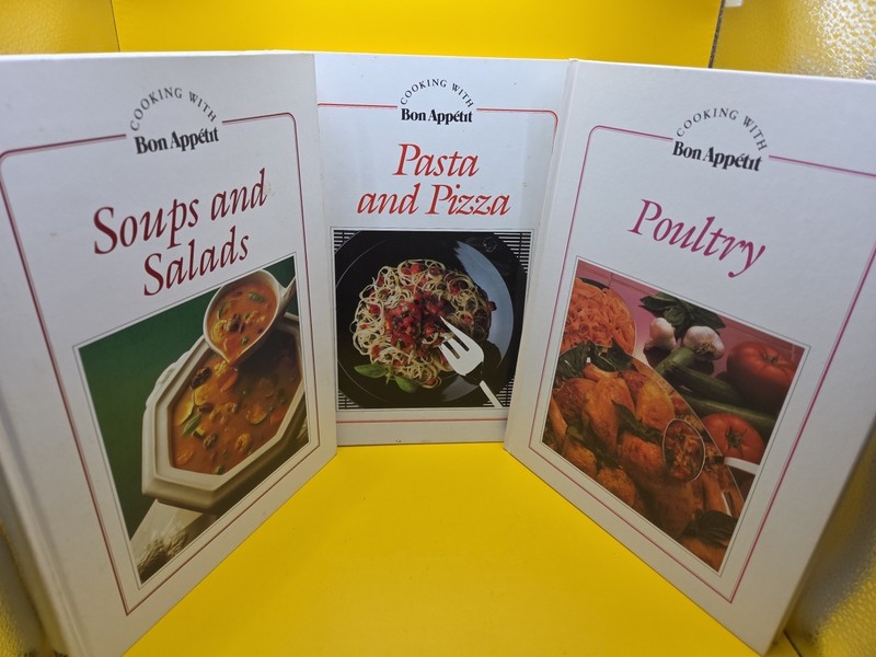 3 Cooking with Bon Appetit Cookbooks – Poultry, Soups & Salads, Pasta & Pizza