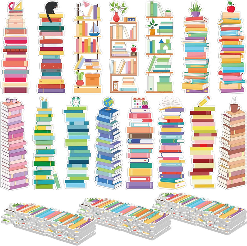 150 Pcs Book Tracker Bookmarks Bulk 6.3 X 1.97 Inch Bookshelf Design Bookmarks P