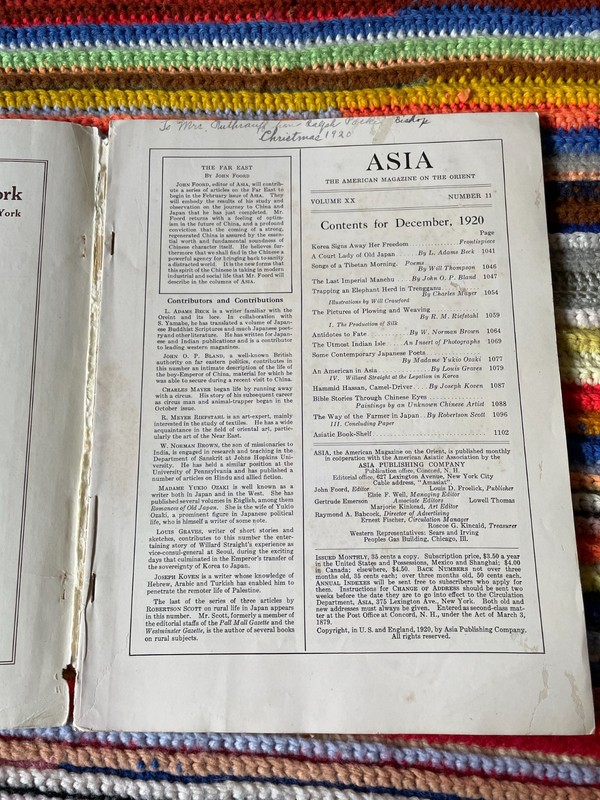 Asia American Magazine Orient December 1920 Korea Manchu Japan Antique Magazine gallery