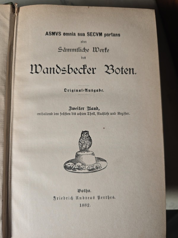 1882 Claudius, Matthias Claudius Werke. 1 & 2 Short Stories gallery