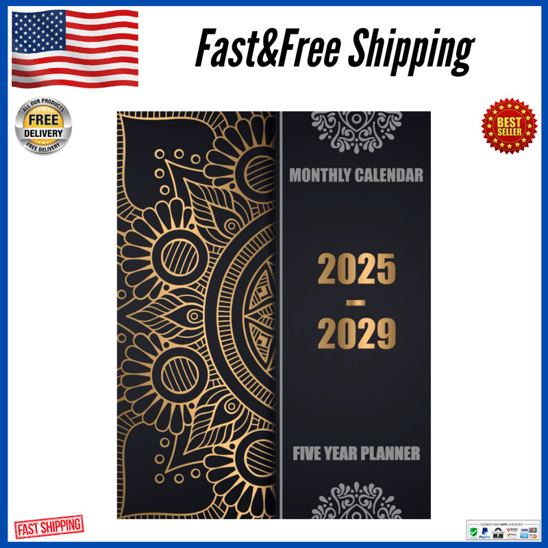 2025-2029 Five Year Planner: Monthly Calendar and Organizer, Paperback 151 Pages
