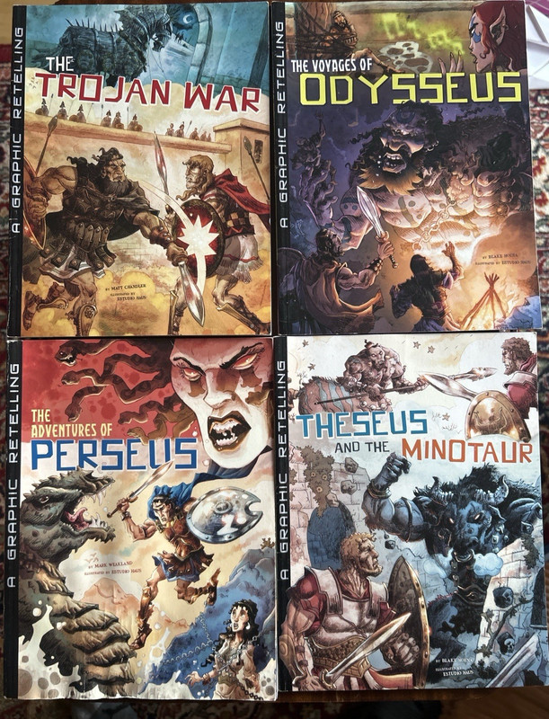 Greek Myth Graphic Novel Lot 4 Trojan War Odysseus Theseus Minotaur Perseus PB