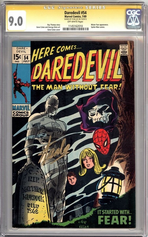 DAREDEVIL #54 CGC 9.0 SIGNATURE SERIES SIGNED STAN LEE UNCLE COLLECTION MARVEL