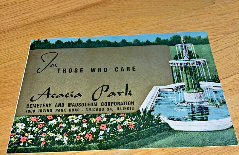 1940s ACACIA PARK CEMETERY, 7800 Irving Park Rd, Chicago Illinois Promo Book