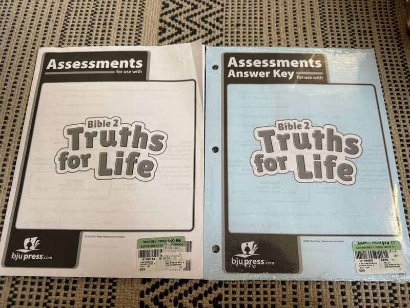BJU 2nd grade BIBLE 2 Truths for Life ASSESSMENTS & ANSWER KEY 527218 527226 1st