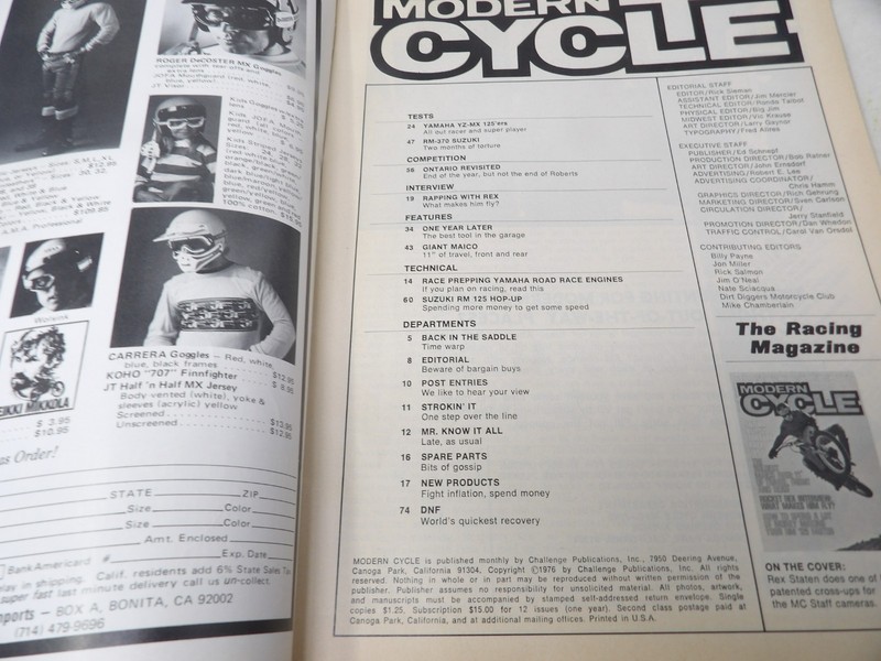 January 1976 Modern Cycle Magazine Rex Staten on cover gallery