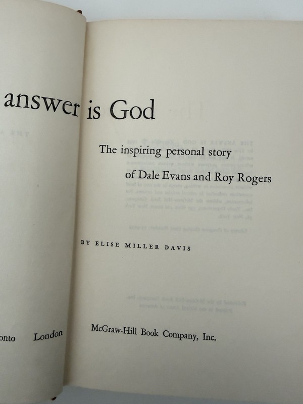 The Answer Is God Roy Rogers & Dale Evans Vtg 1955 1st Ed HB Book Miller Davis gallery