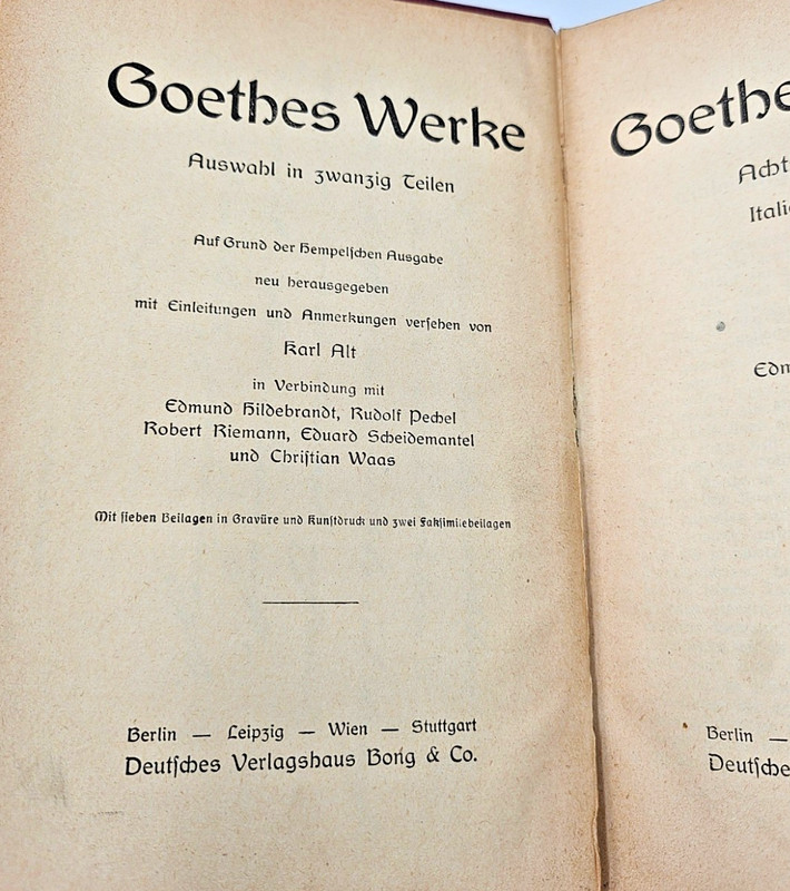 Goethes Werke Vol 18–19 German Antique Hardcover Bong & Co Berlin Leipzig Wien gallery