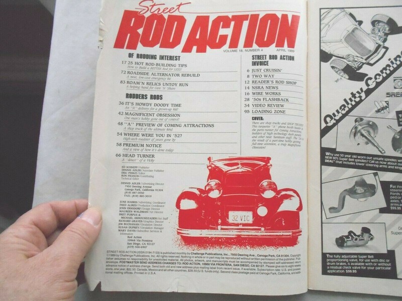 STREET ROD ACTION Magazine-APRIL,1989 gallery