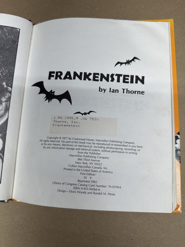 Crestwood House Monsters Series FRANKENSTEIN (Hardcover) Ian Thorne RARE gallery