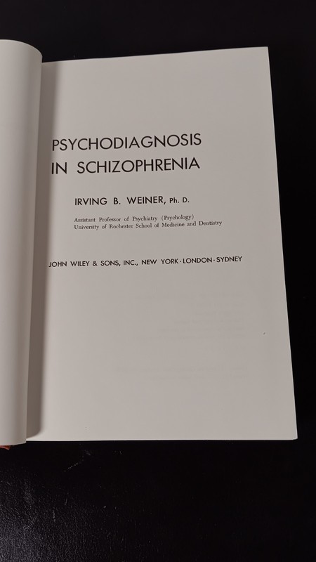 Psychodiagnosis in Schizophrenia by Irving B. Weiner-H/C 1966 gallery