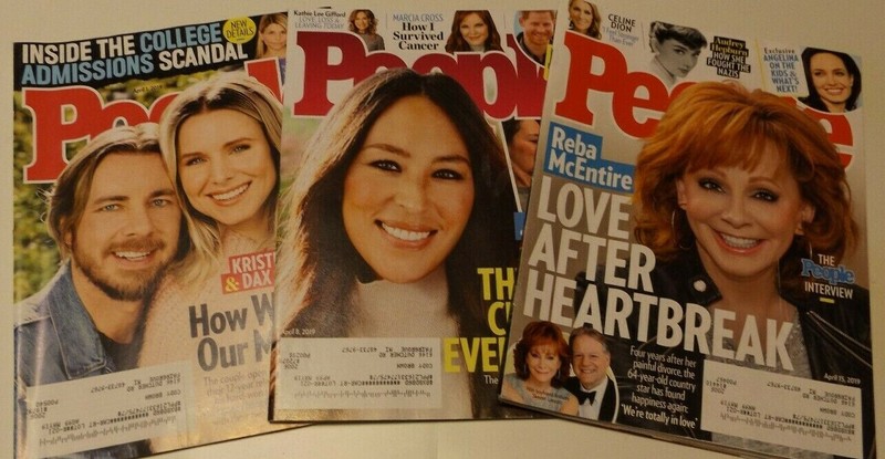 Lot of 3 People magazines 2019: April 1, 8, 15 Reba McEntire Joanna Gaines