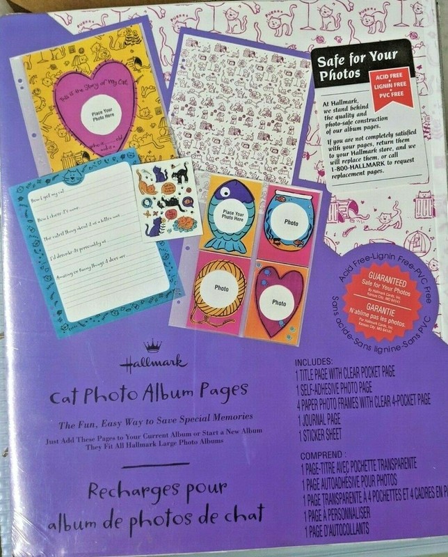 HALLMARK AR1104 CAT THEMED REFILL SCRAP BOOK PAGES ~ 8 Sheets ~ New in Wrap