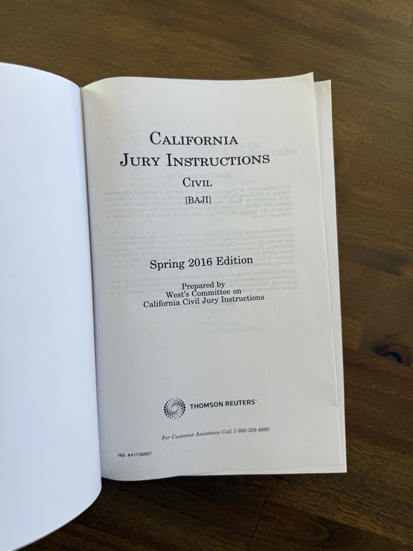 California Jury Instructions Civil Spring 2016 Edition-Thomson Reuters Paperback gallery