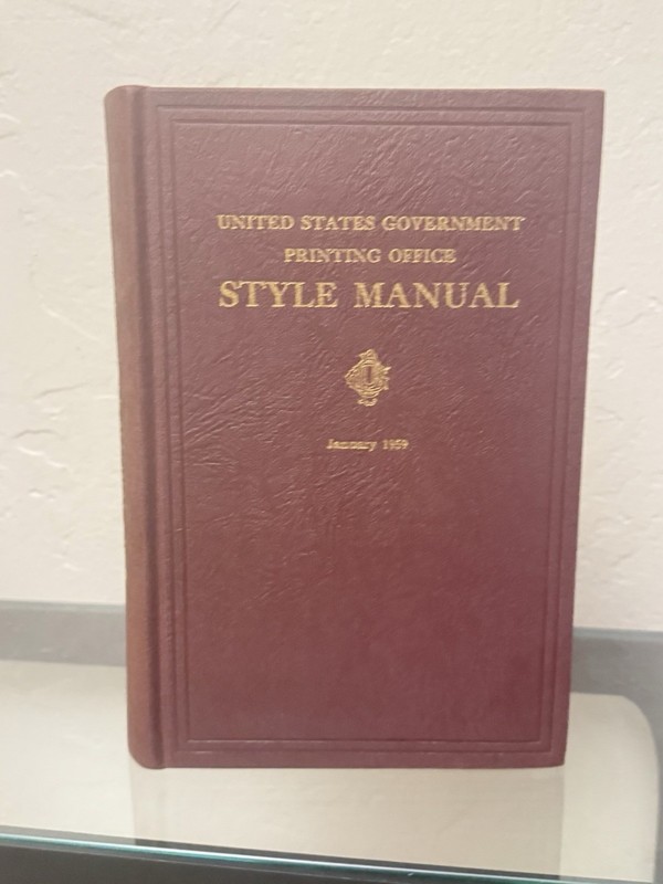 Style Manual January 1959 US Govenment Printing Office Revised Edition HC