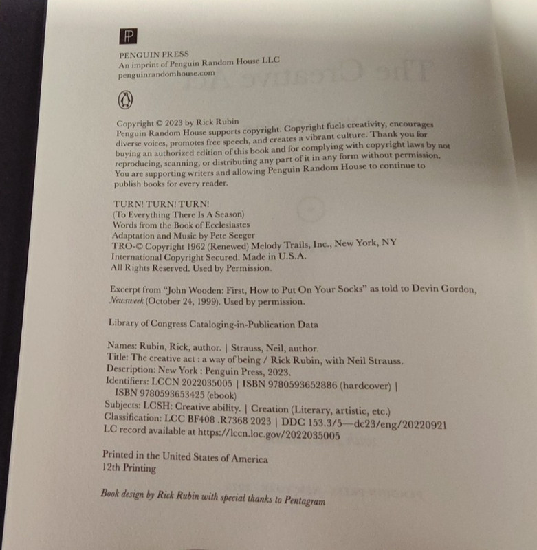 The Creative Act: A Way of Being by Rick Rubin 2023 HC gallery