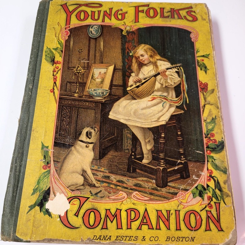 Antique Book «Young Folks Companion » Youth Stories Poetry Adventure 412 Pages