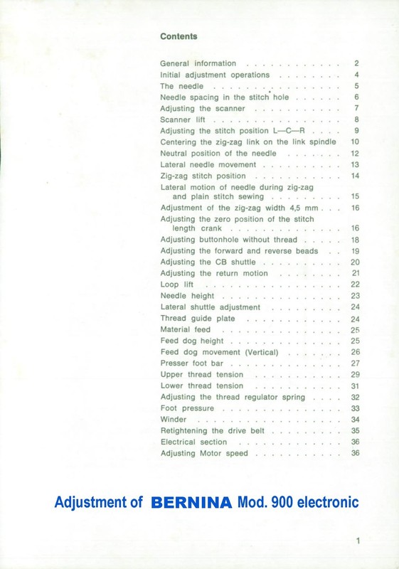 BERNINA Nova 900 Electronic Sewing Machine Service Manual SPIRAL FIXED, FRONT gallery