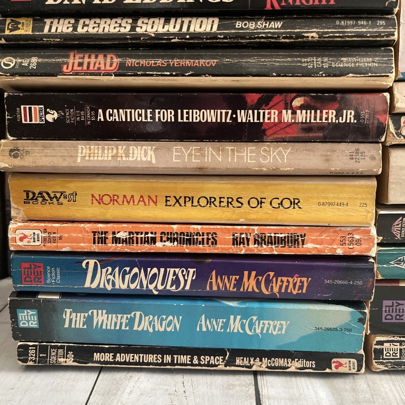 Huge Lot of 56 VTG Science Fiction/Fantasy Paperbacks (Ace, Del Rey, TOR, DAW) gallery