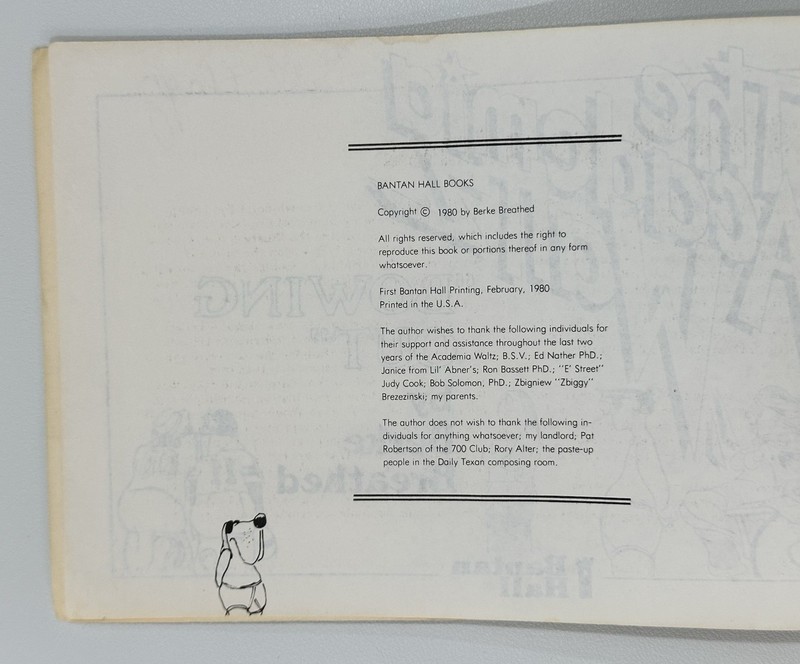 THE ACADEMIA WALTZ-BOWING OUT BY BERKE BREATHED 1st Ed. RARE COMIC UT Cartoonist gallery