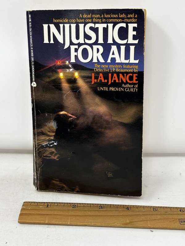 Injustice for All PB Mystery JA Jance Signed 1st Edition VTG 1986 USA 217 pgs