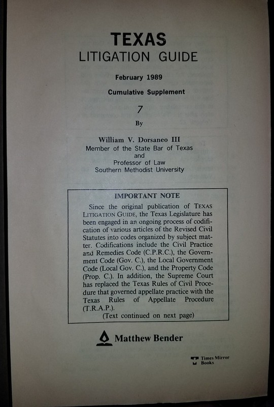 Texas Litigation Guide (February 1989) Business Entities [7] Dorsaneo gallery