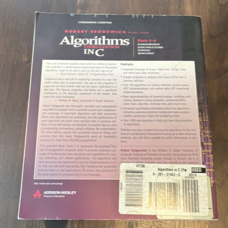 Algorithms in C, Parts 1-4, 3rd Edition Paperback Sedgewick gallery