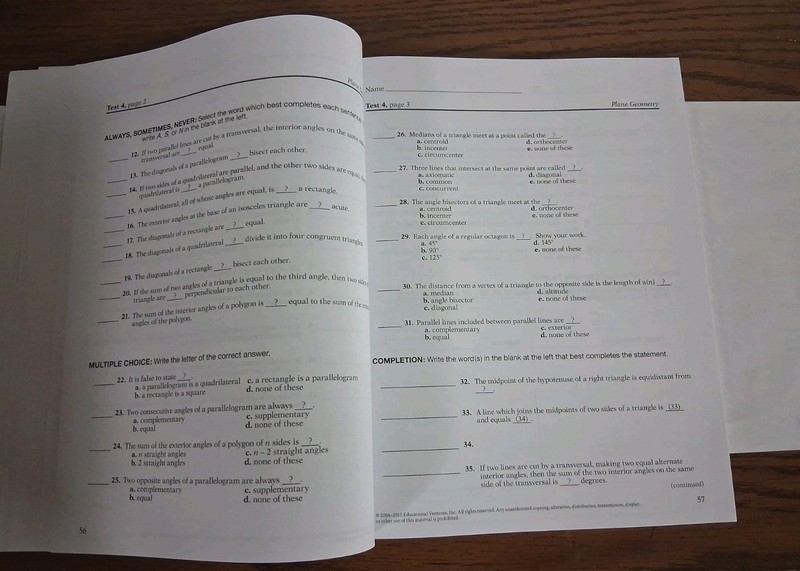 3 New Books(Only) Plane Geometry. Tests/Quiz/Veto & Student Practice Exereises. gallery