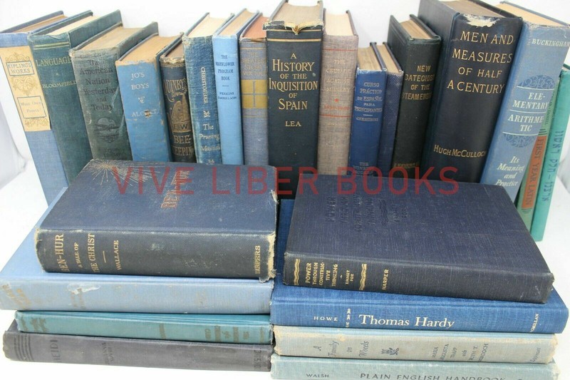 Lot 5 of BLUE / Shades of blue Old Vintage Antique Rare Hardcover Random Books gallery