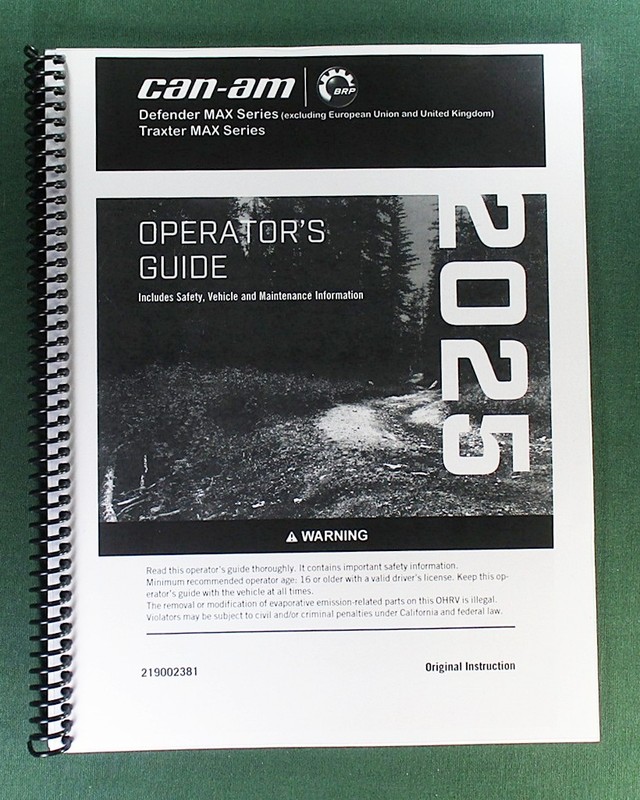 2025 Can-Am Traxter MAX XU HD10 Owner’s Manual: 260 Pages & Protective Covers!
