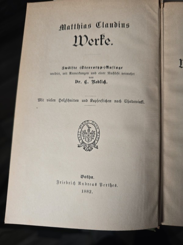 1882 Claudius, Matthias Claudius Werke. 1 & 2 Short Stories gallery
