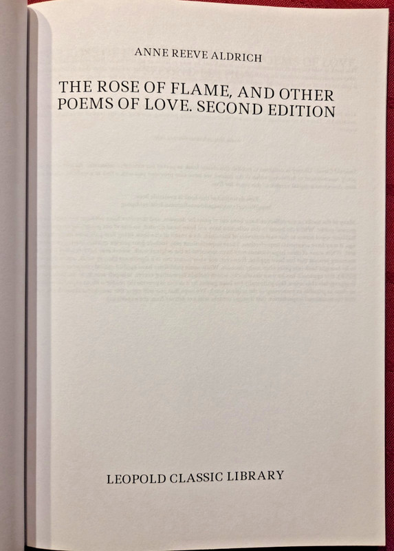 The Rose of Flame, and Other Poems, Anne Reeve Aldrich, Paperback 2021 gallery