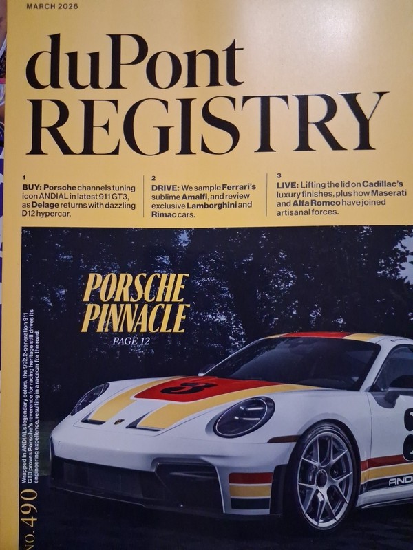 Dupont Registry No. 490 March 2026 New Condition Porsche Pinnacle