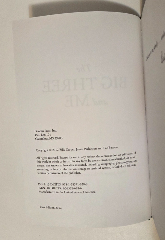 The Big Three and Me — Billy Casper | SIGNED 1st ED | Hardcover gallery