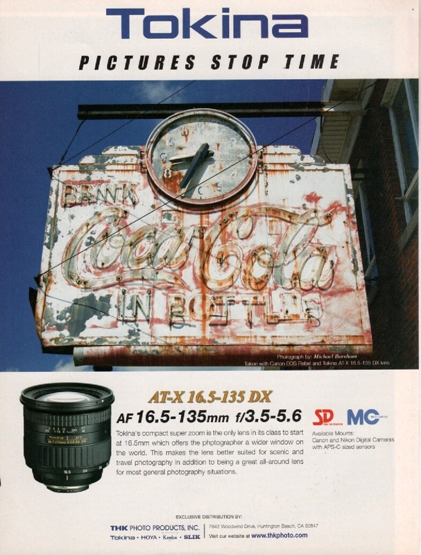 Tokina – 16.5-135mm AF – DX Lens – Original Magazine Ad – 2010