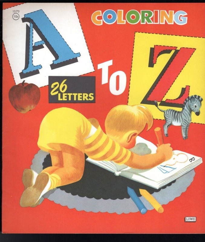 A To Z -26 Letters Coloring Book #1370 – 1940’s Samuel Lowe Co. File Copy Unused