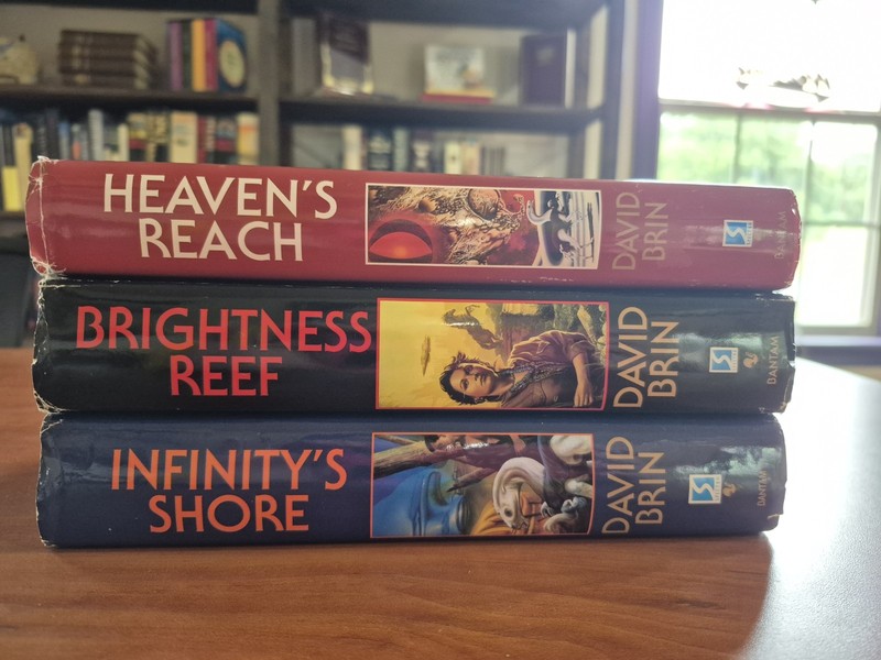 David Brin New Uplift Trilogy Complete HC DJ Brightness Reef Infinity's Shore gallery