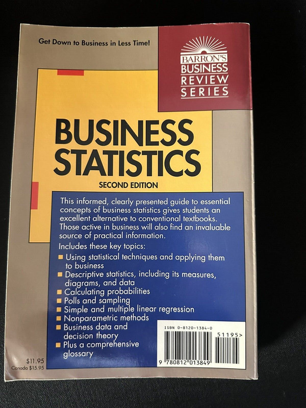 BUSINESS STATISTICS (BARRON'S BUSINESS REVIEW SERIES) By Douglas Downing VG gallery