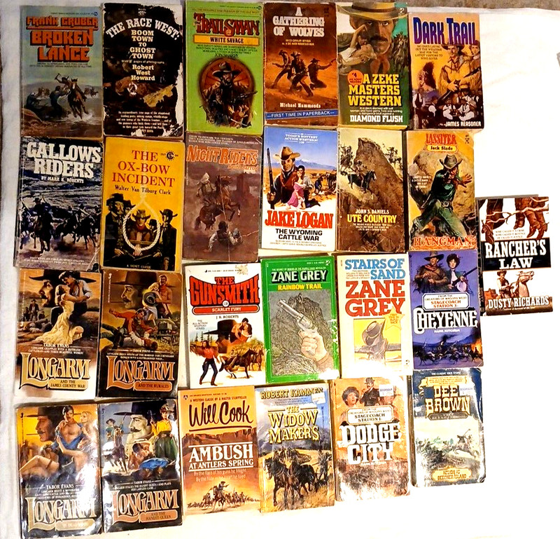 25 Vintage Adult Westerns Mixed Titles / Authors Paperback Tabor Gray Gruber #S5